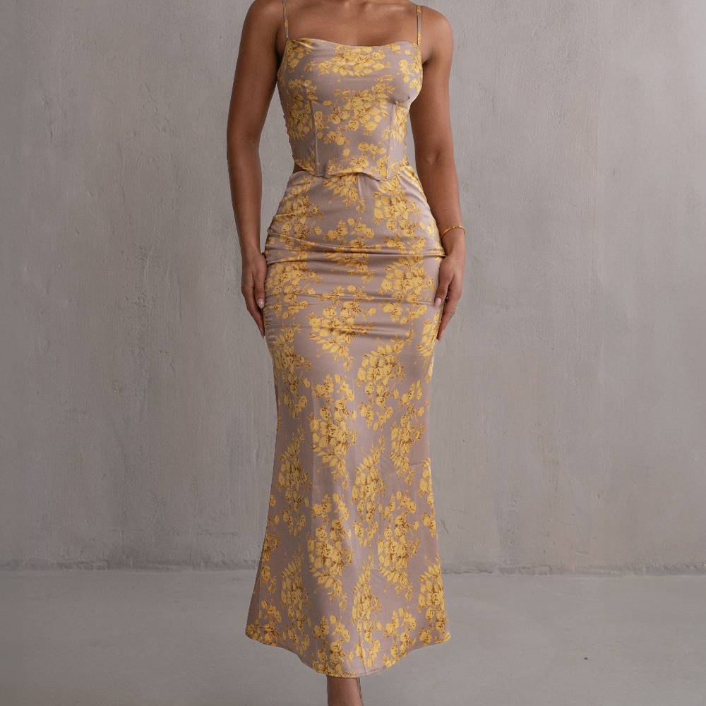 Yellow Floral Dorada Print Skirt Set